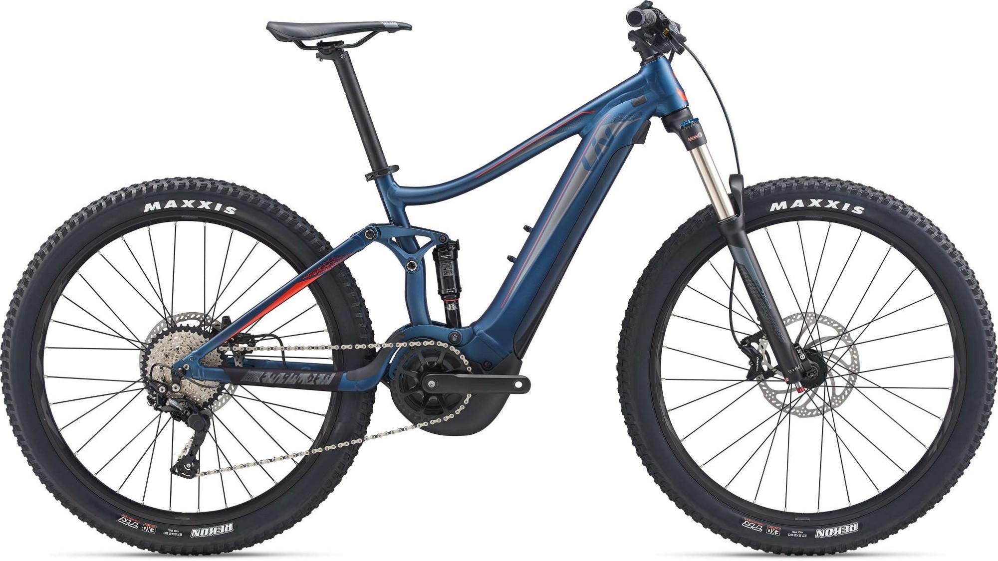 Das Bild zeigt das Liv Embolden E+ 2 E-Mountainbike, das für anspruchsvolle Geländefahrten konzipiert ist.