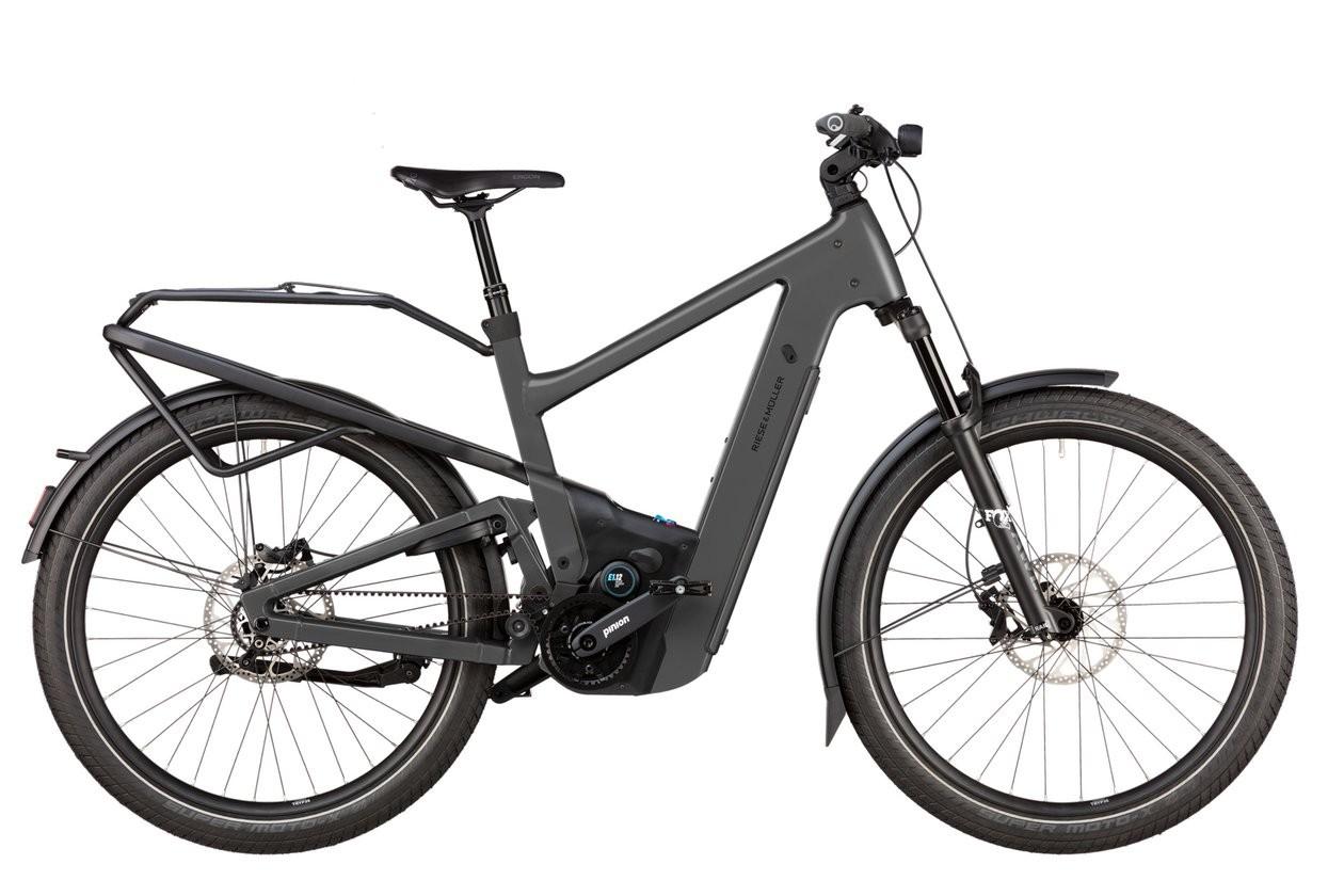 Das Bild zeigt ein R&M Delite5 GT E-Bike, das mit einem Pinion-Getriebe ausgestattet ist.