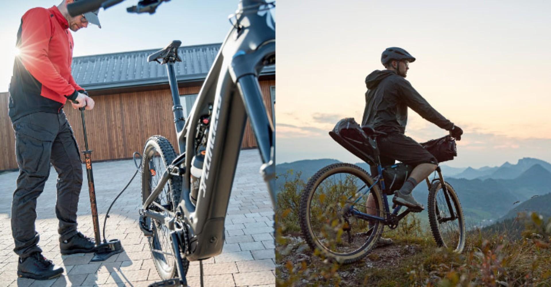 Zwei Bilder, die SKS Zubehör zeigen, Fahrradpumpen, intelligenten Lichtsensoren und Co.