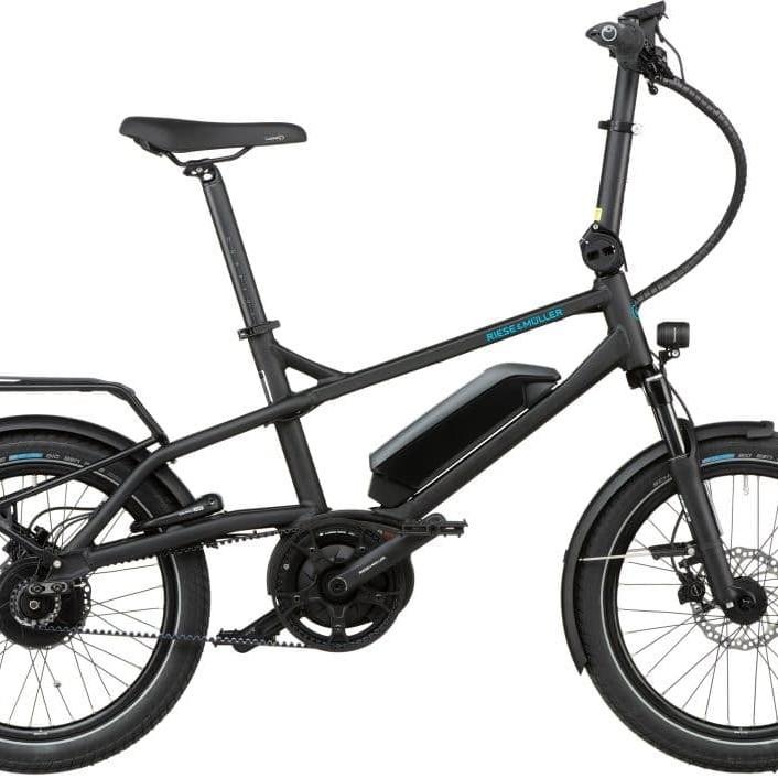 Kompaktes faltbares E-Bike Tern Vektron in Schwarz mit Mittelmotor