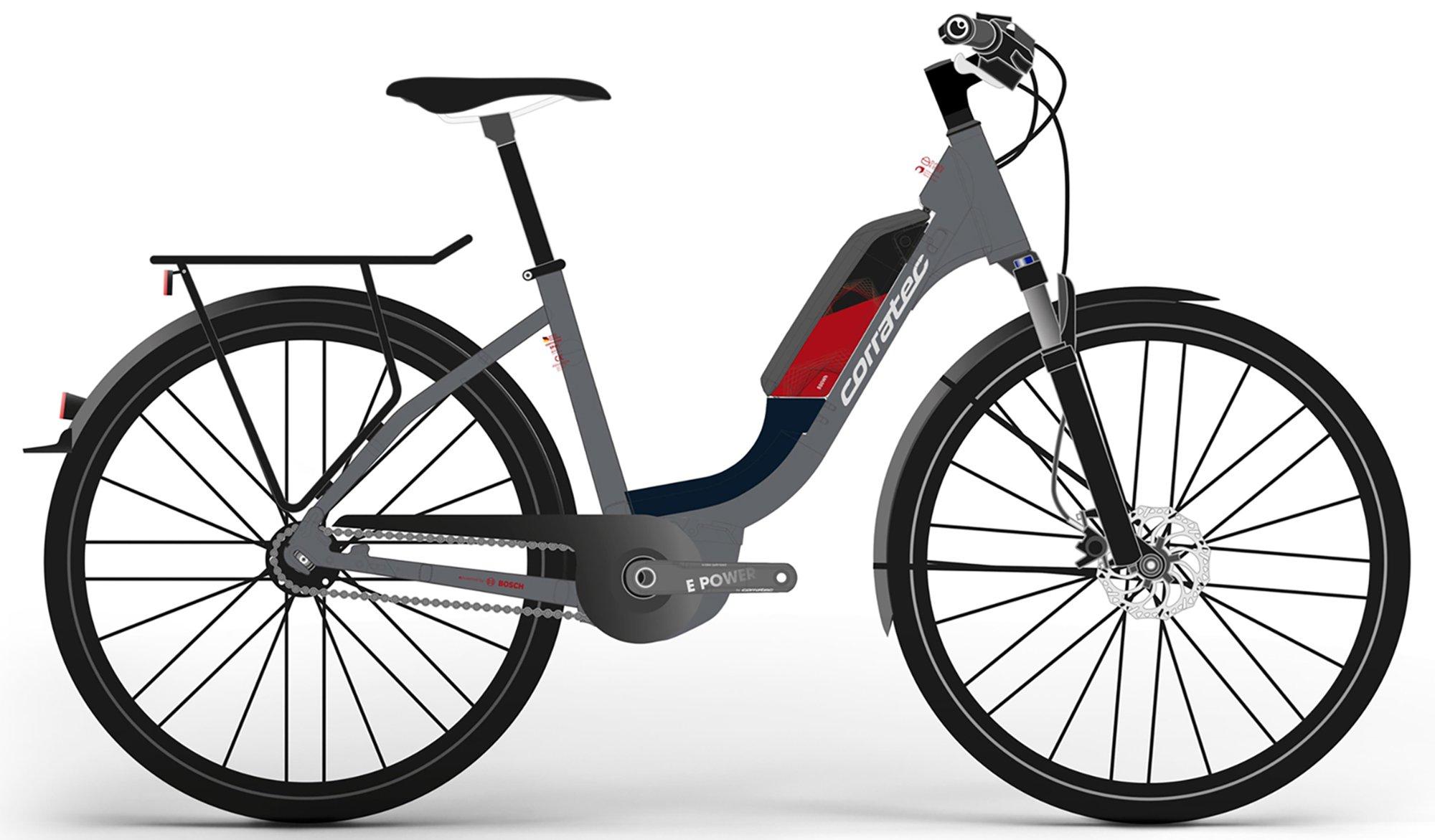 Corratec E-Power Urban 28 Fusion Tube AP5 8SC Wave Weiß/Rot/Grau