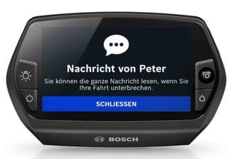 Das Bosch Nyon Display ermöglicht das Anzeigen von Smartphone-Nachrichten während der Fahrt. Ideal für vernetzte E-