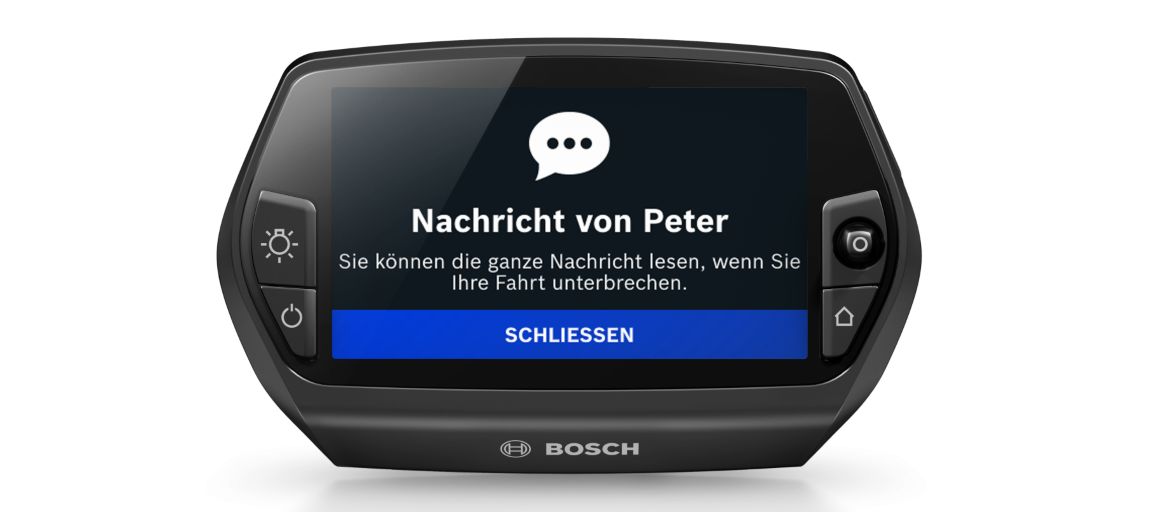 Der Bordcomputer Nyon kann sich sogar mit dem Smartphone verbinden und zeigt während der Fahrt auf dem e-Bike an, wenn neue Nachrichten eintreffen.