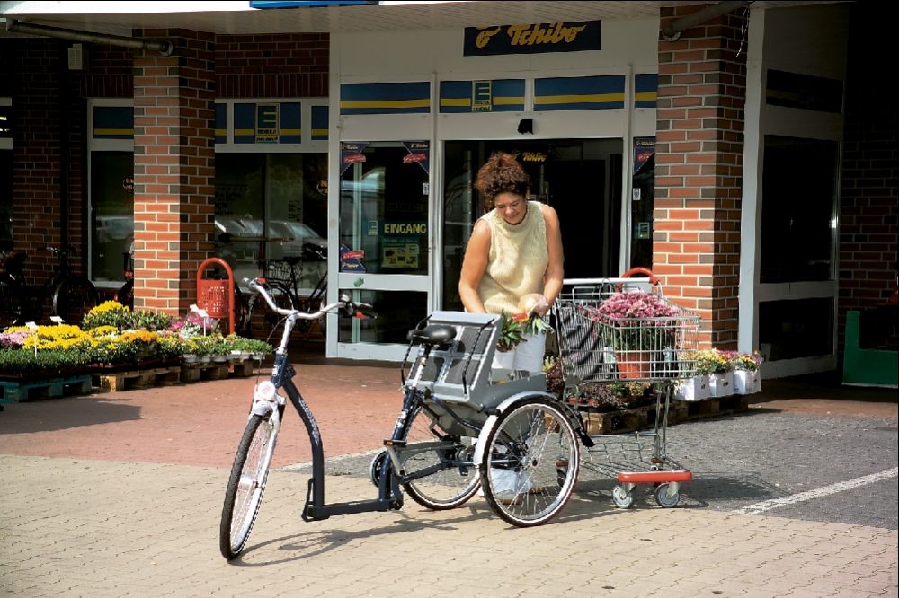 Shoppingdreiräder können mit unterschiedlichen Box- und Korbsystemen ausgestattet werden.