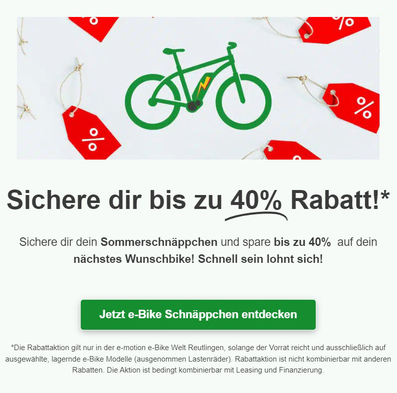 Sommerschnäppchen e-motion Reutlingen